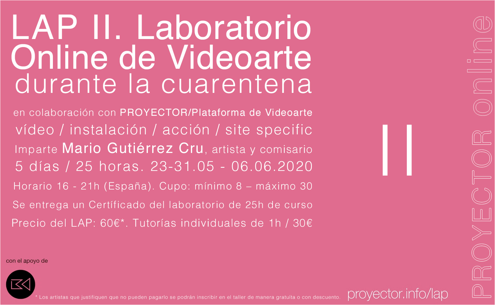 23.05-06.06.2020. LAP II – Laboratorio Online de Videoarte durante la cuarentena
